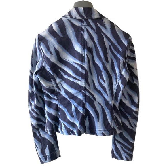 versace jeans couture 90s y2k blue zebra striped blazer jacket size S - Picture 3 of 4
